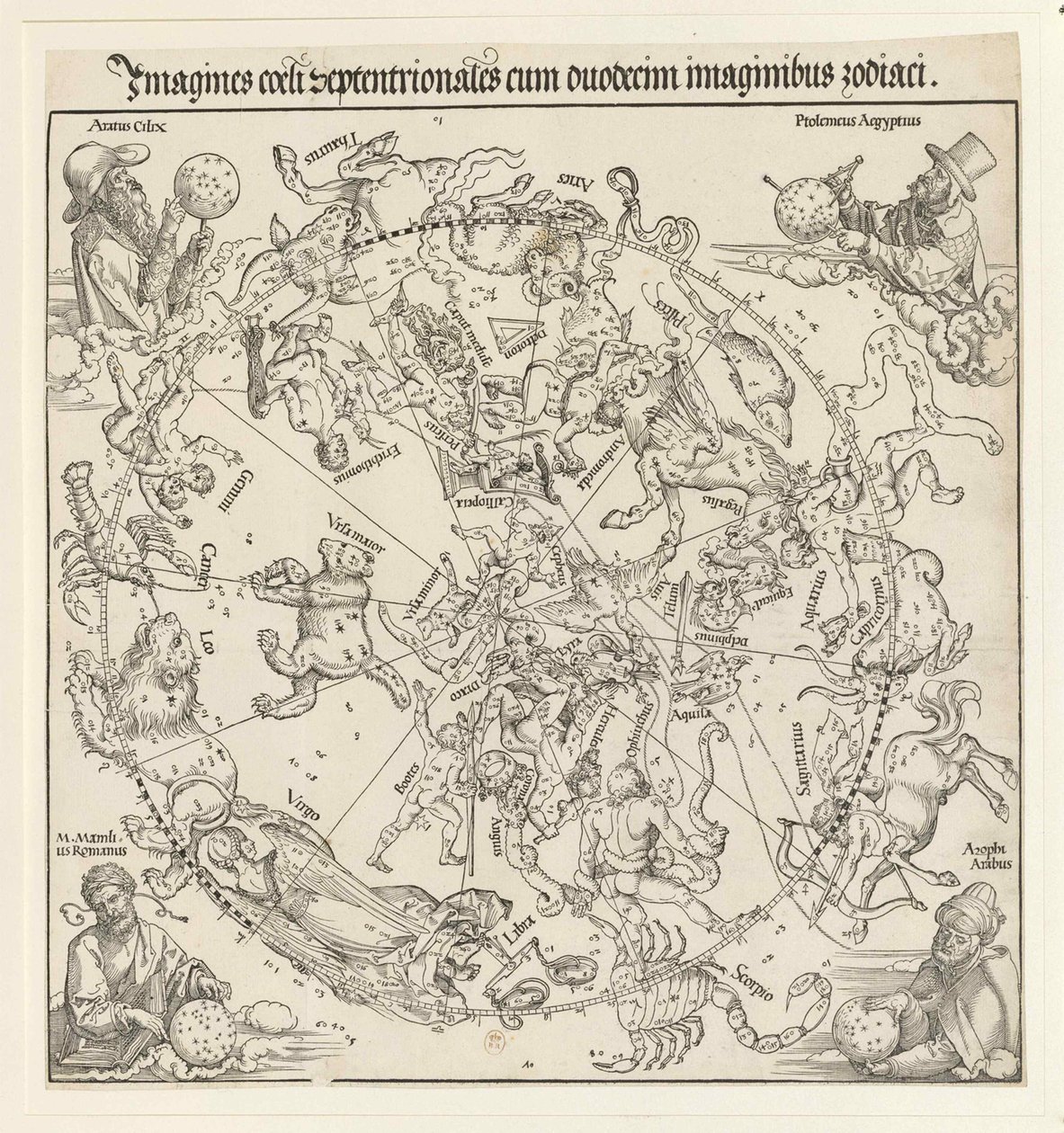 Det norra himmelska halvklotet, 1515. av Albrecht Dürer