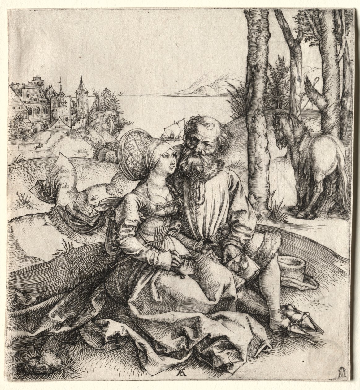 Erbjudandet om kärlek eller det illa sorterade paret, 1495-1496. av Albrecht Dürer
