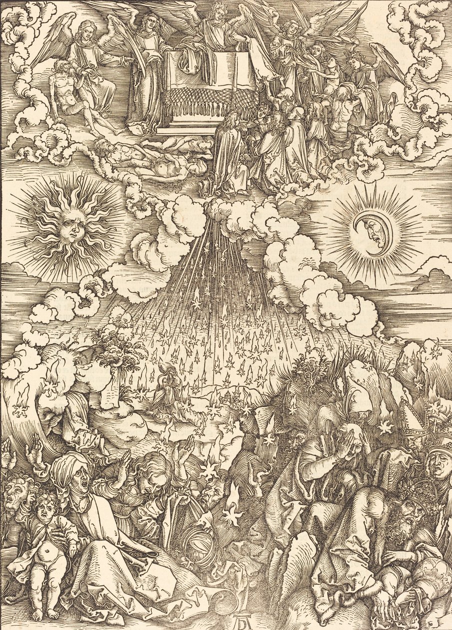 Öppnandet av det femte och sjätte inseglet, 1498. av Albrecht Dürer