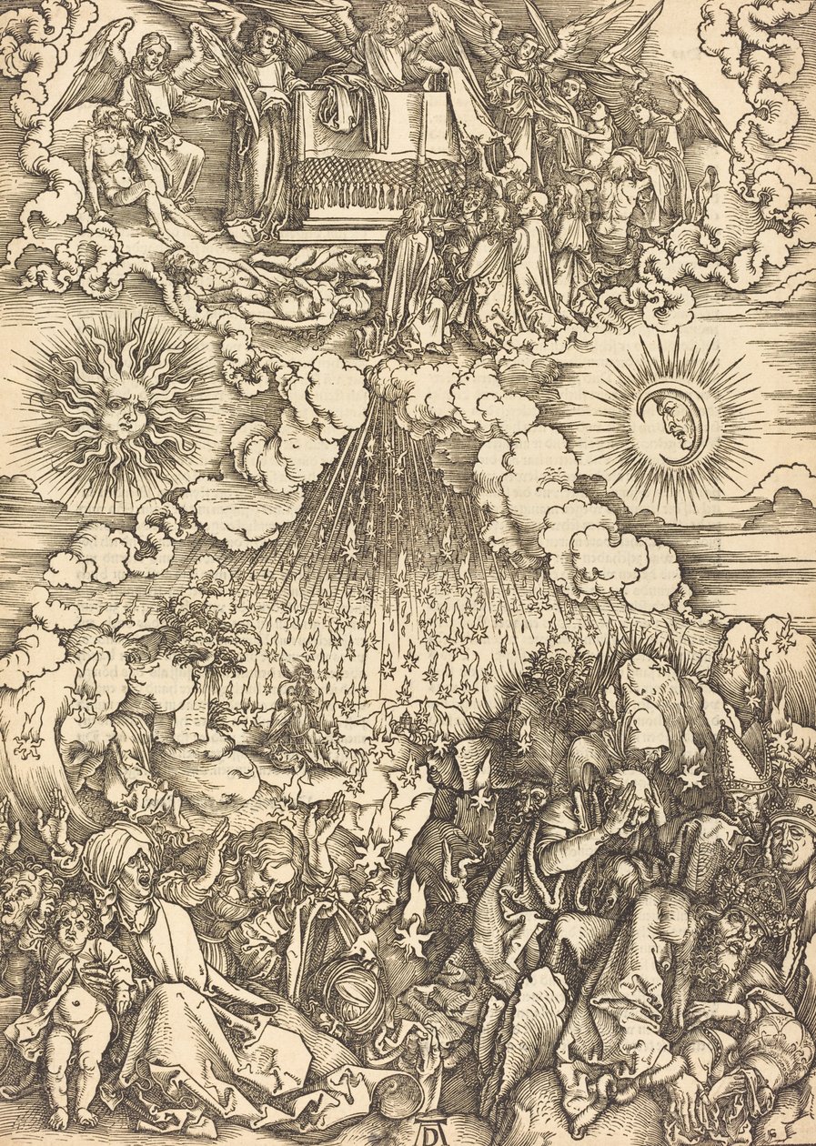 Öppnandet av det femte och sjätte inseglet, troligen ca. 14961498. av Albrecht Dürer