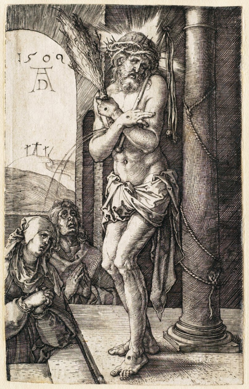 Passionen: Smärtornas man vid kolonnen av Albrecht Dürer