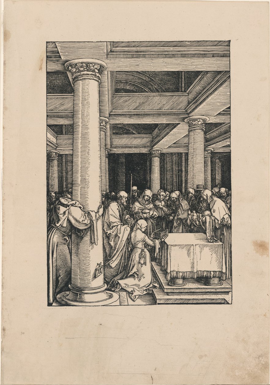 Presentationen av Kristus i templet, från Jungfruns liv av Albrecht Dürer