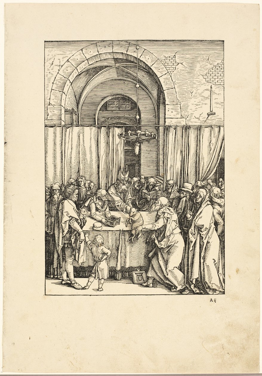 Förkastandet av Joachims erbjudande, från Jungfru Marie bebådelse av Albrecht Dürer