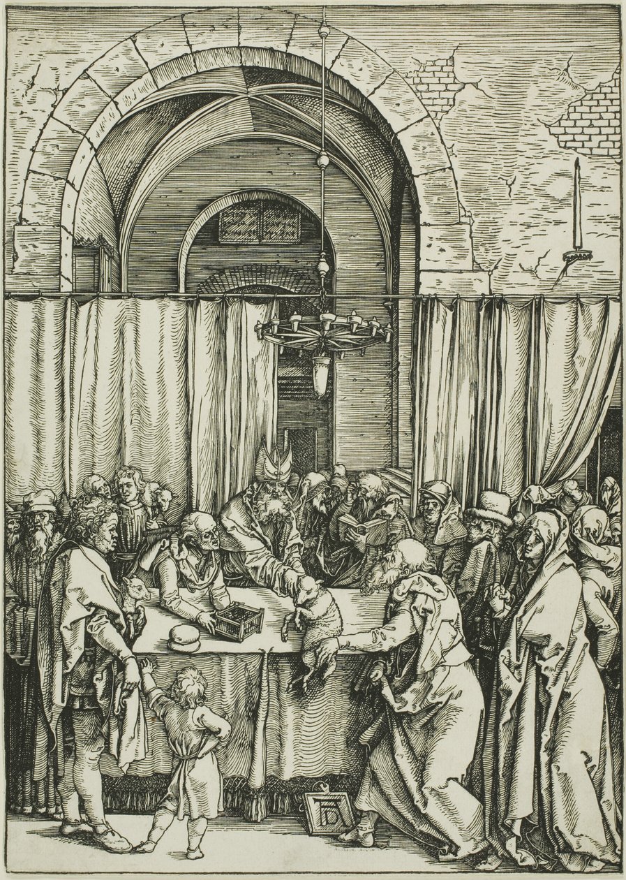 Förkastandet av Joachims erbjudande, från Jungfru Marie bebådelse av Albrecht Dürer
