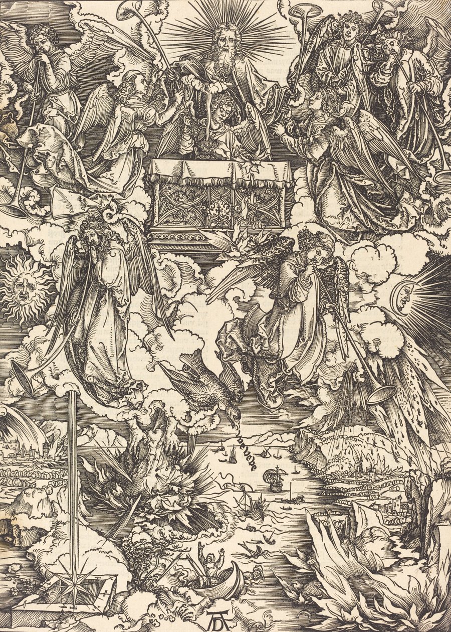 De sju änglarna med trumpeterna, förmodligen ca. 14961498. av Albrecht Dürer