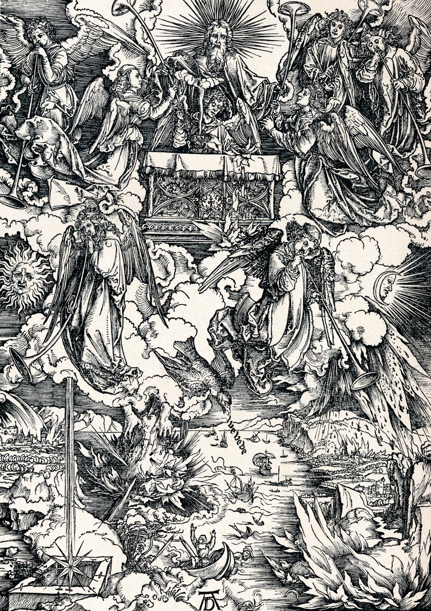 De sju trumpeterna ges till änglarna, 1498 1906. av Albrecht Dürer