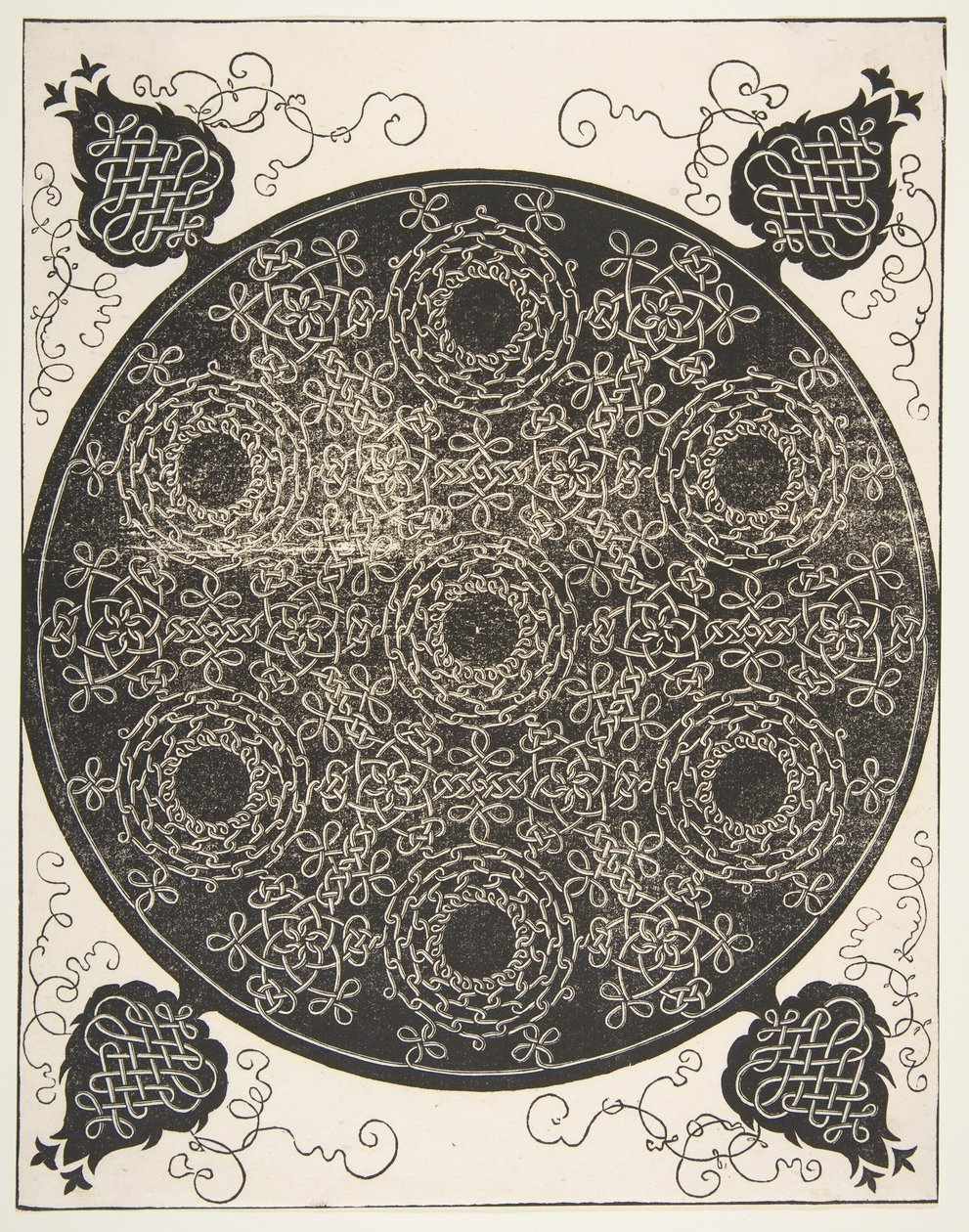 Den sjätte knuten. Interlaced Roundel med sju kransar, 1521 före. av Albrecht Dürer