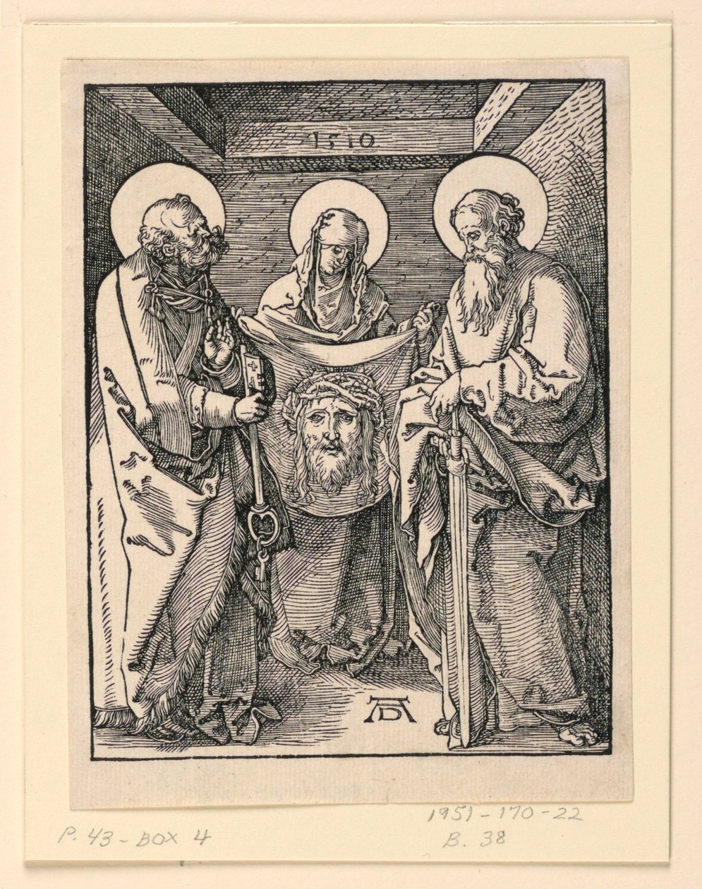 Sudarium (Saints Veronica, Peter och Paul), från The Little Passion-serien av Albrecht Dürer