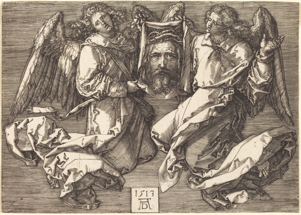 Svetteduken hållen av två änglar av Albrecht Dürer