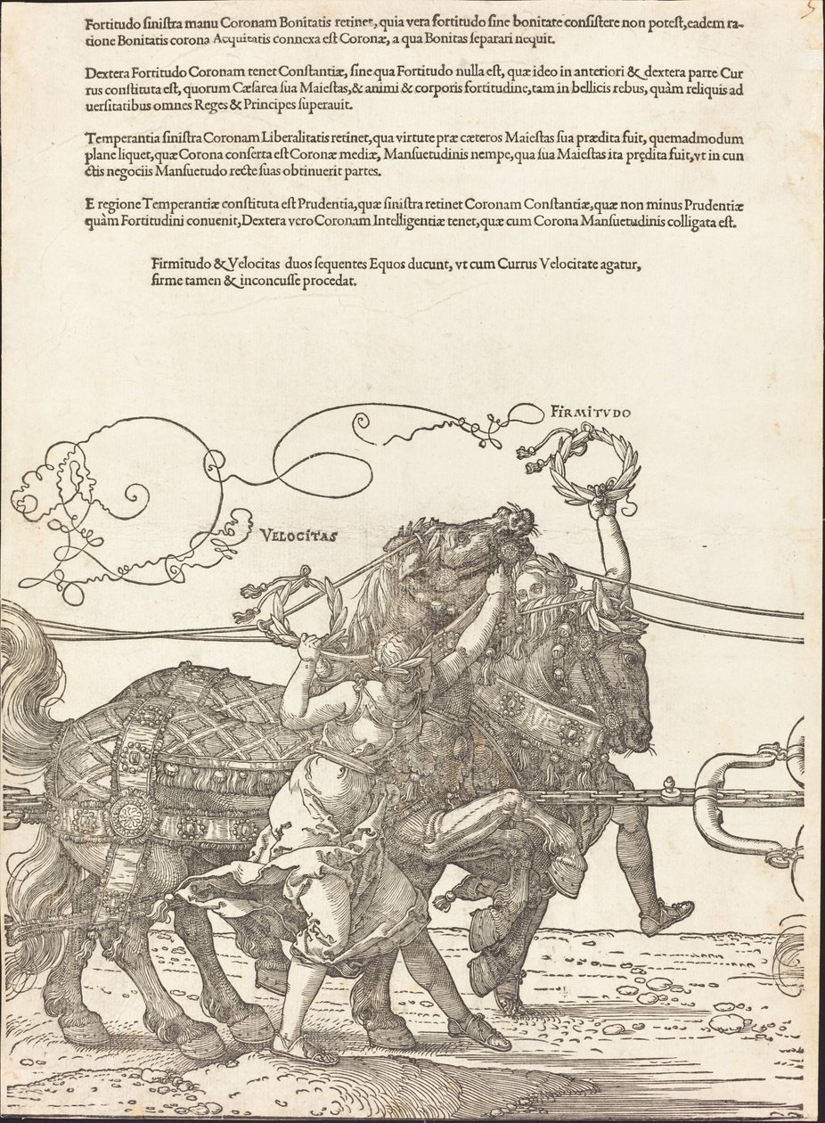 Maximilian I:s triumfvagn (Den stora triumfvagnen) [skylt 5 av 8] av Albrecht Dürer
