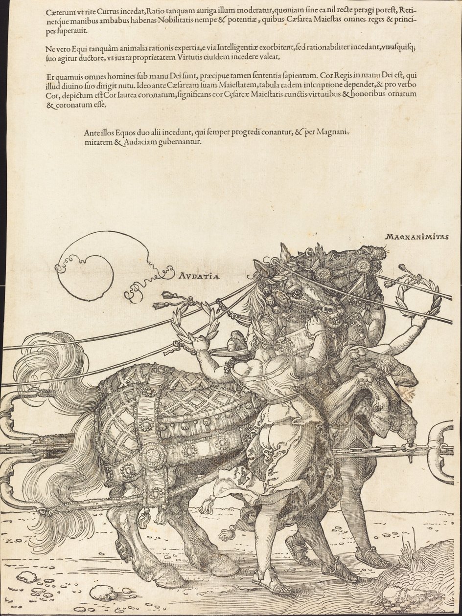 Maximilian I:s triumfvagn (Den stora triumfvagnen) [skylt 7 av 8] av Albrecht Dürer