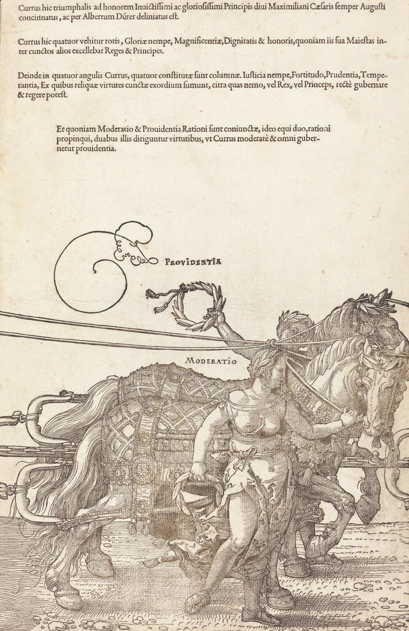 The Triumphal Chariot of Maximilian I The Great Triumphal Car [skylt 3 av 8], 1523 Latin ed.. av Albrecht Dürer