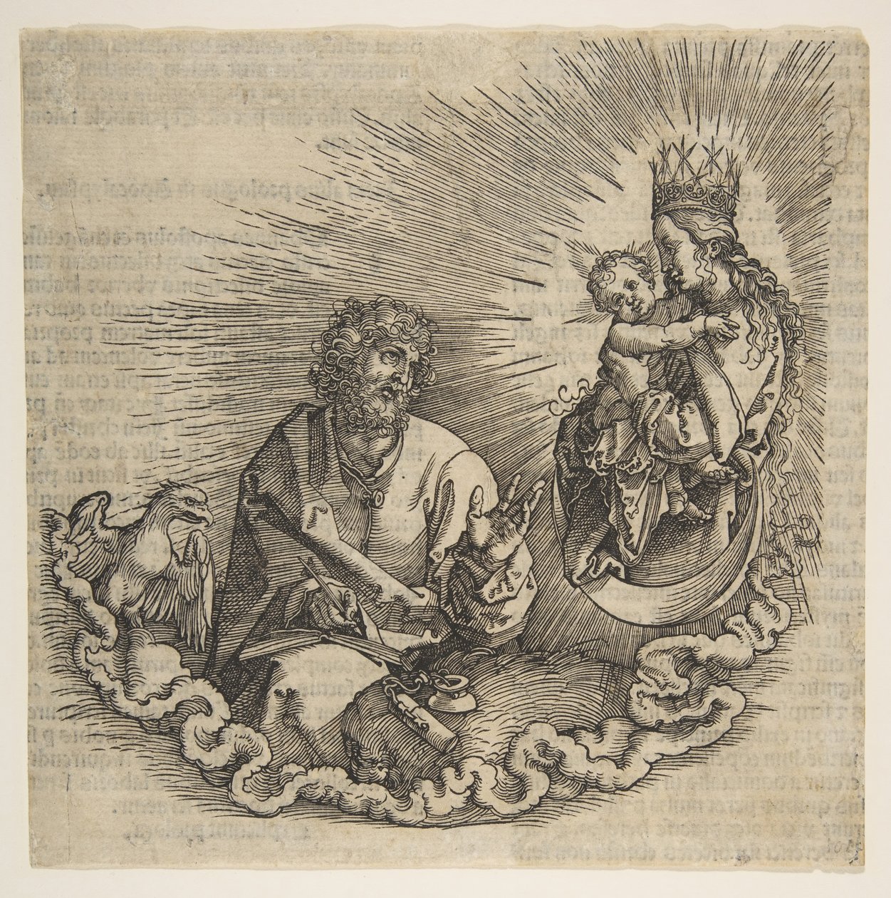 Jungfrun framträder för Johannes, Frontispice till Apokalypsen, 1511. av Albrecht Dürer