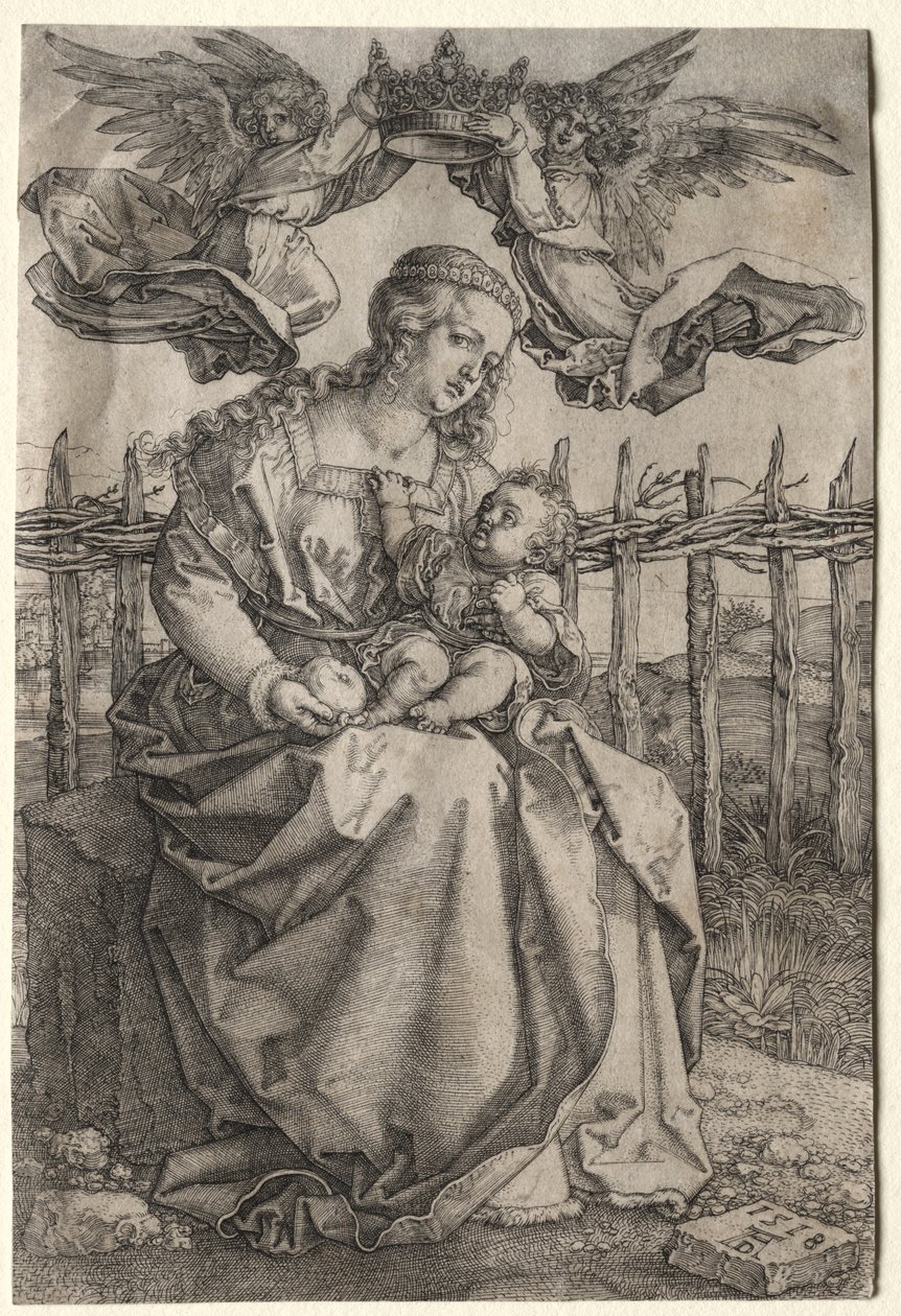 Jungfrun krönt av två änglar av Albrecht Dürer