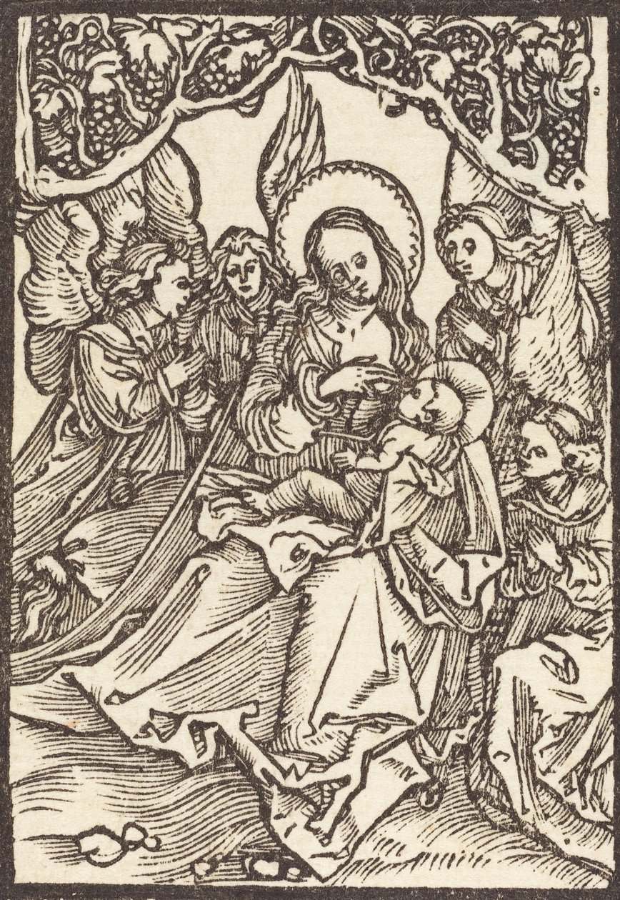 Jungfrun vårdar Kristusbarnet med fyra änglar, ca. 1500. av Albrecht Dürer