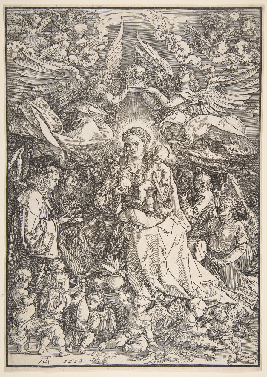 Jungfru Maria omgiven av många änglar av Albrecht Dürer
