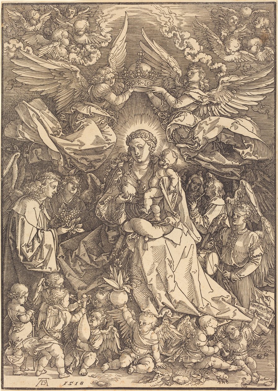 Jungfrun omgiven av många änglar av Albrecht Dürer