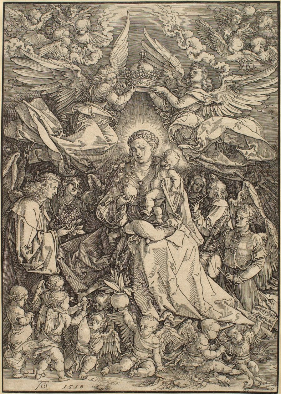 Jungfrun omgiven av många änglar av Albrecht Dürer