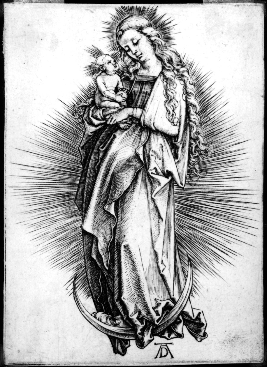 Jungfrun och barnet på en halvmåne, 1499 av Albrecht Dürer