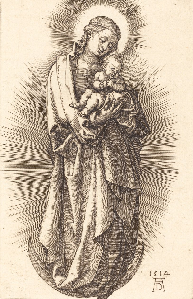 Jungfrun och barnet på en halvmåne med ett diadem, 1514. av Albrecht Dürer