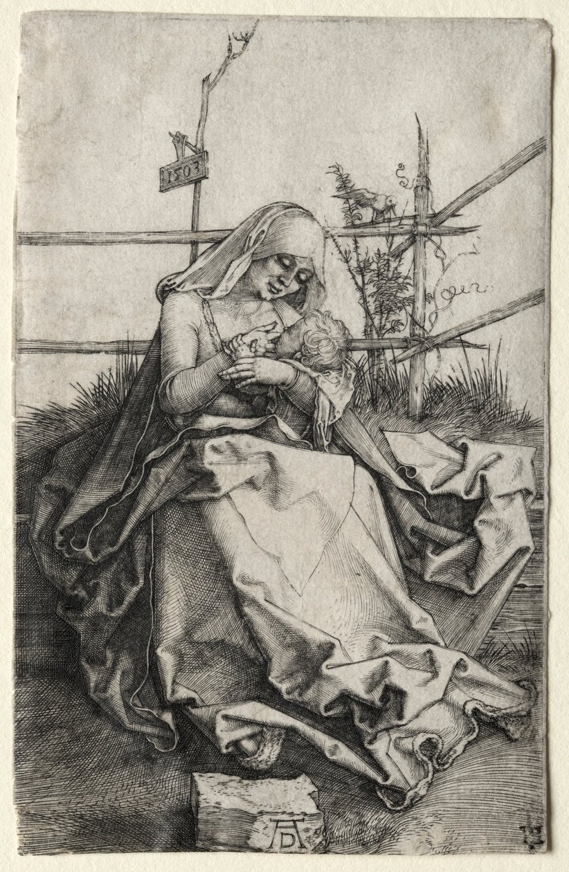 Jungfrun och barnet på en gräsbänk, 1503. av Albrecht Dürer