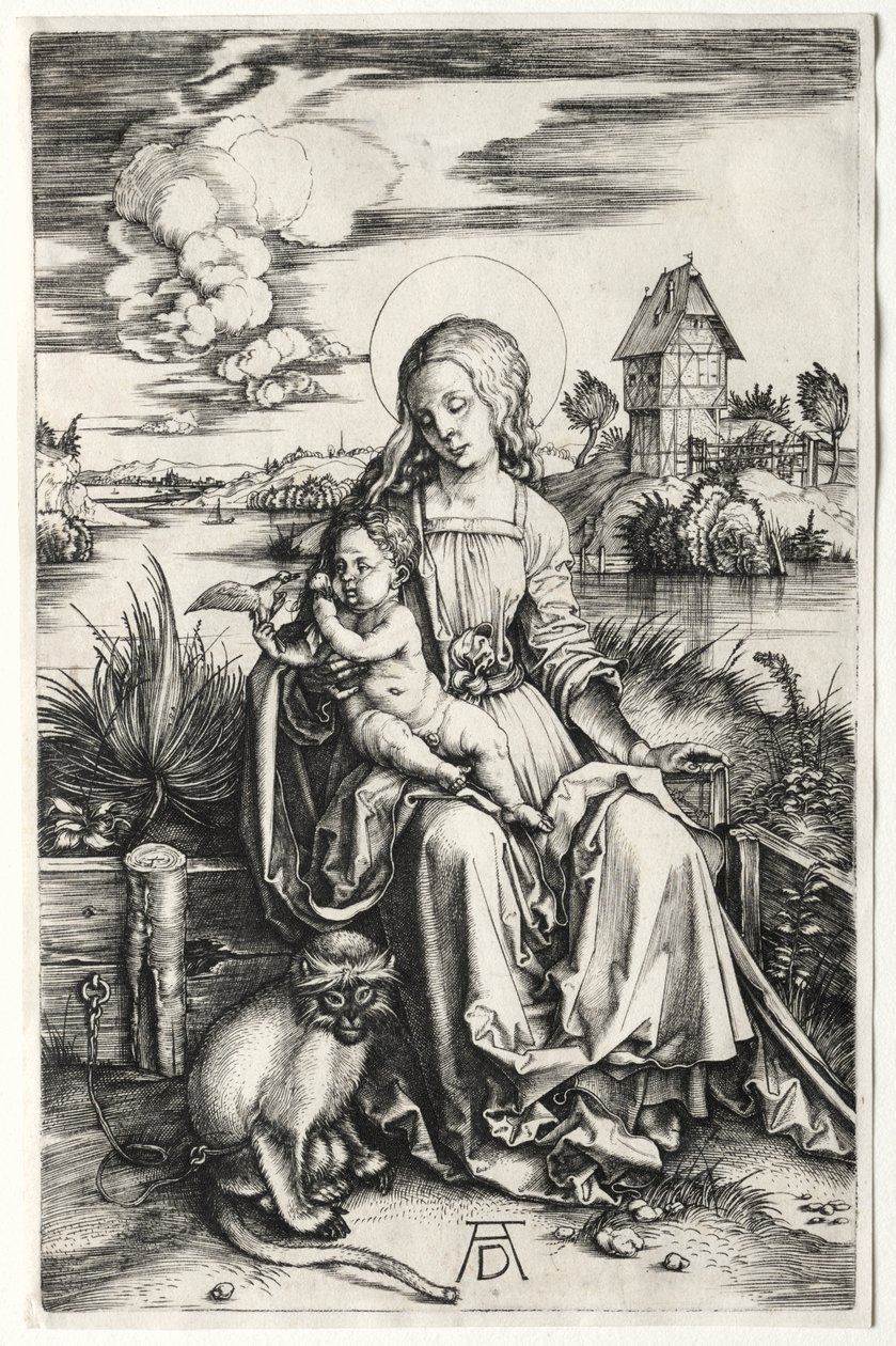 Jungfrun och barnet med en apa av Albrecht Dürer