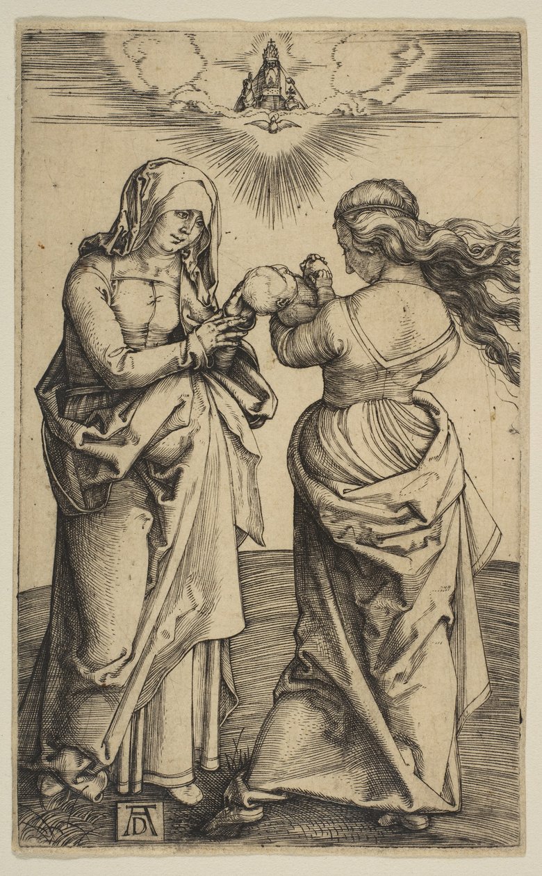 Jungfrun och barnet med spädbarnet Kristus och Sankta Anna, ca. 1500. av Albrecht Dürer