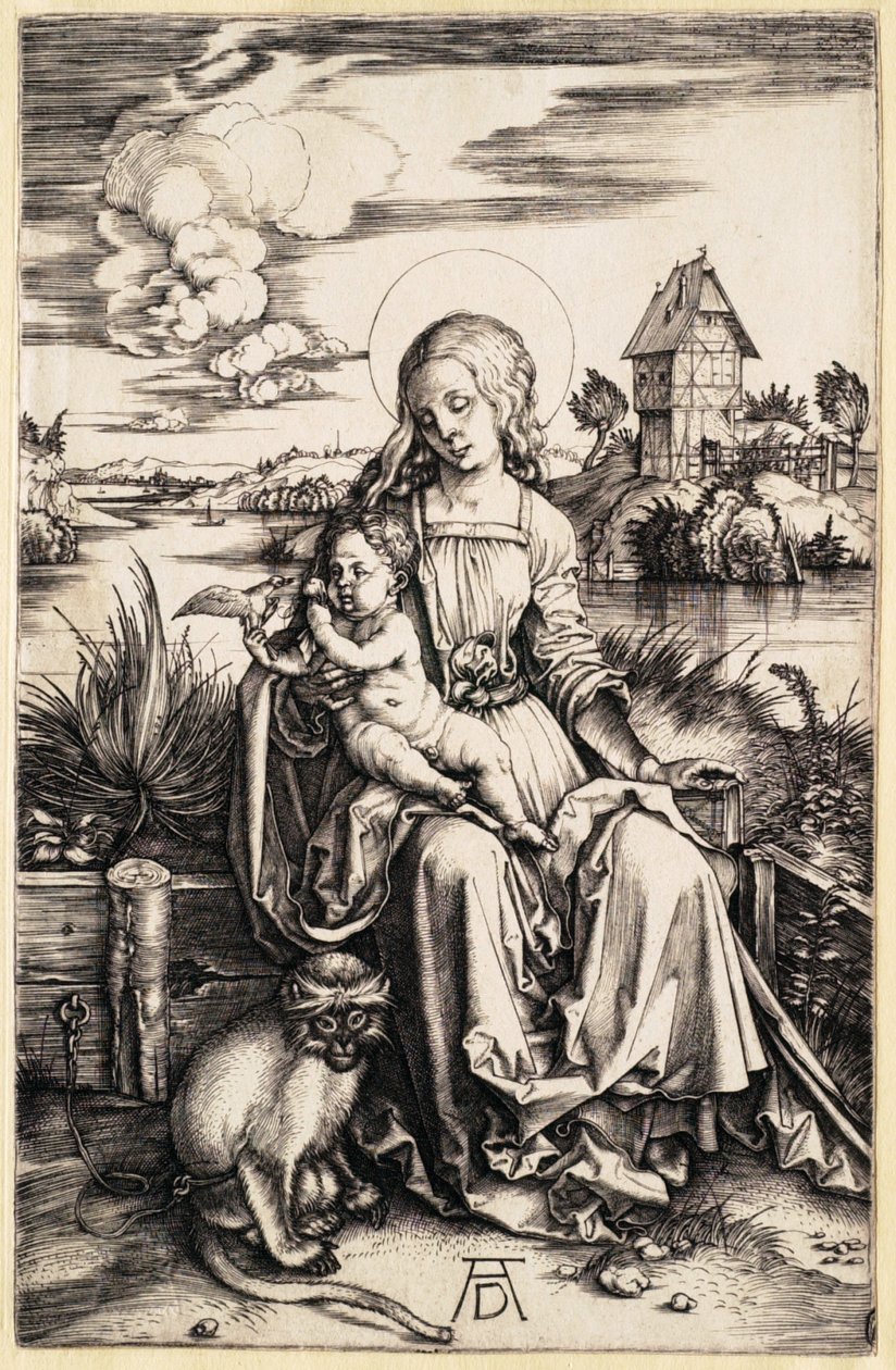 Jungfrun med barnet och apan av Albrecht Dürer