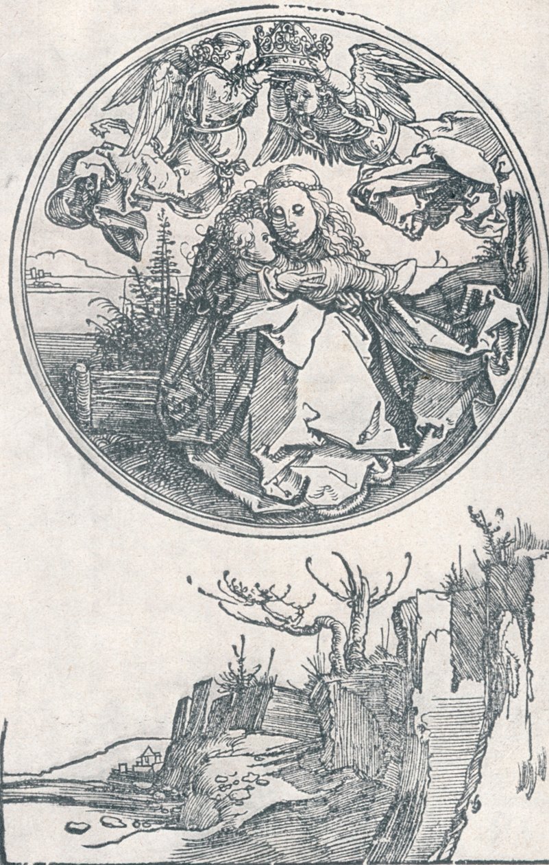 Jungfrun krönt av två änglar, c1515 1906. av Albrecht Dürer