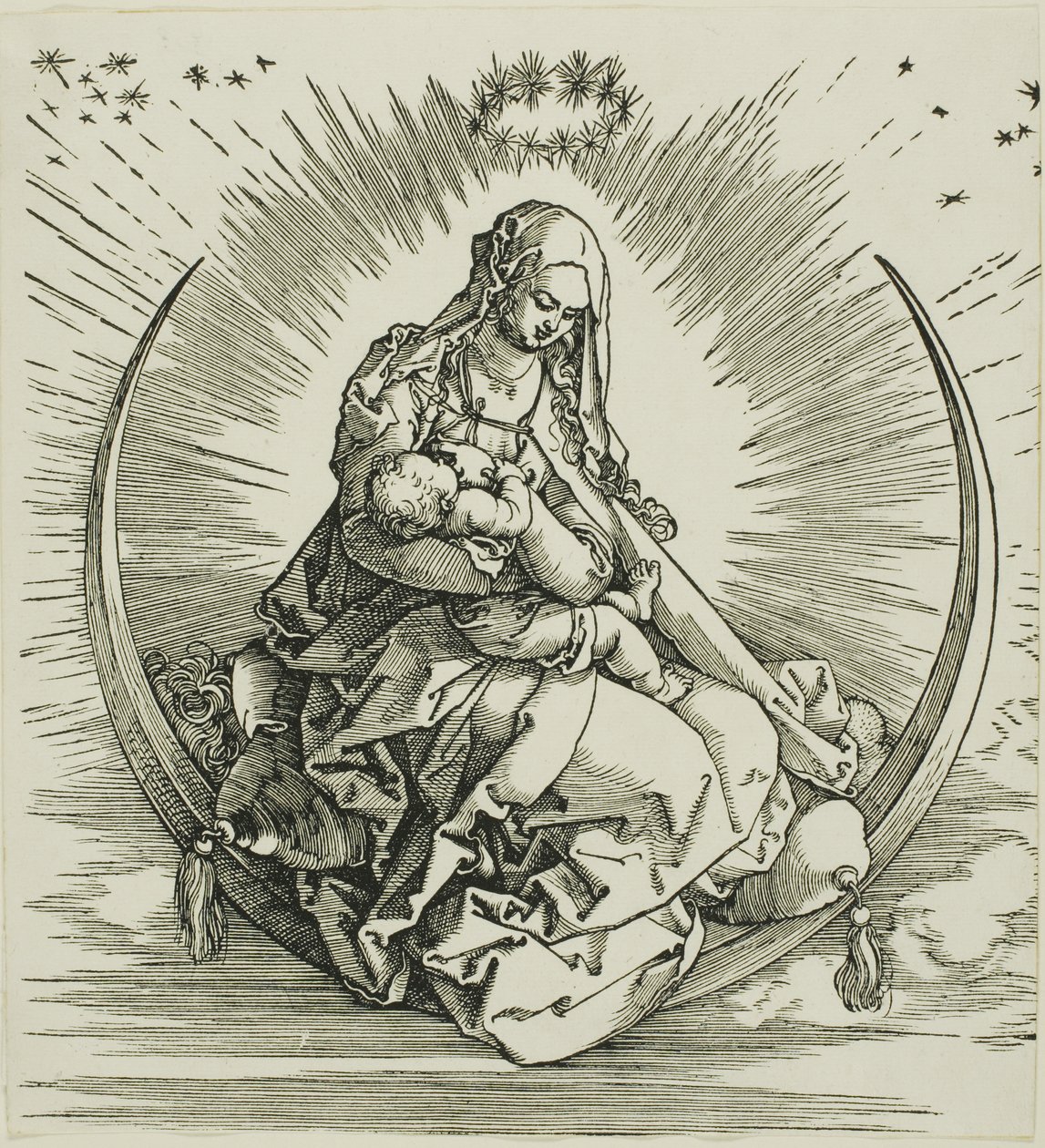 Jungfrun på halvmånen, från The Life of the Virgin av Albrecht Dürer