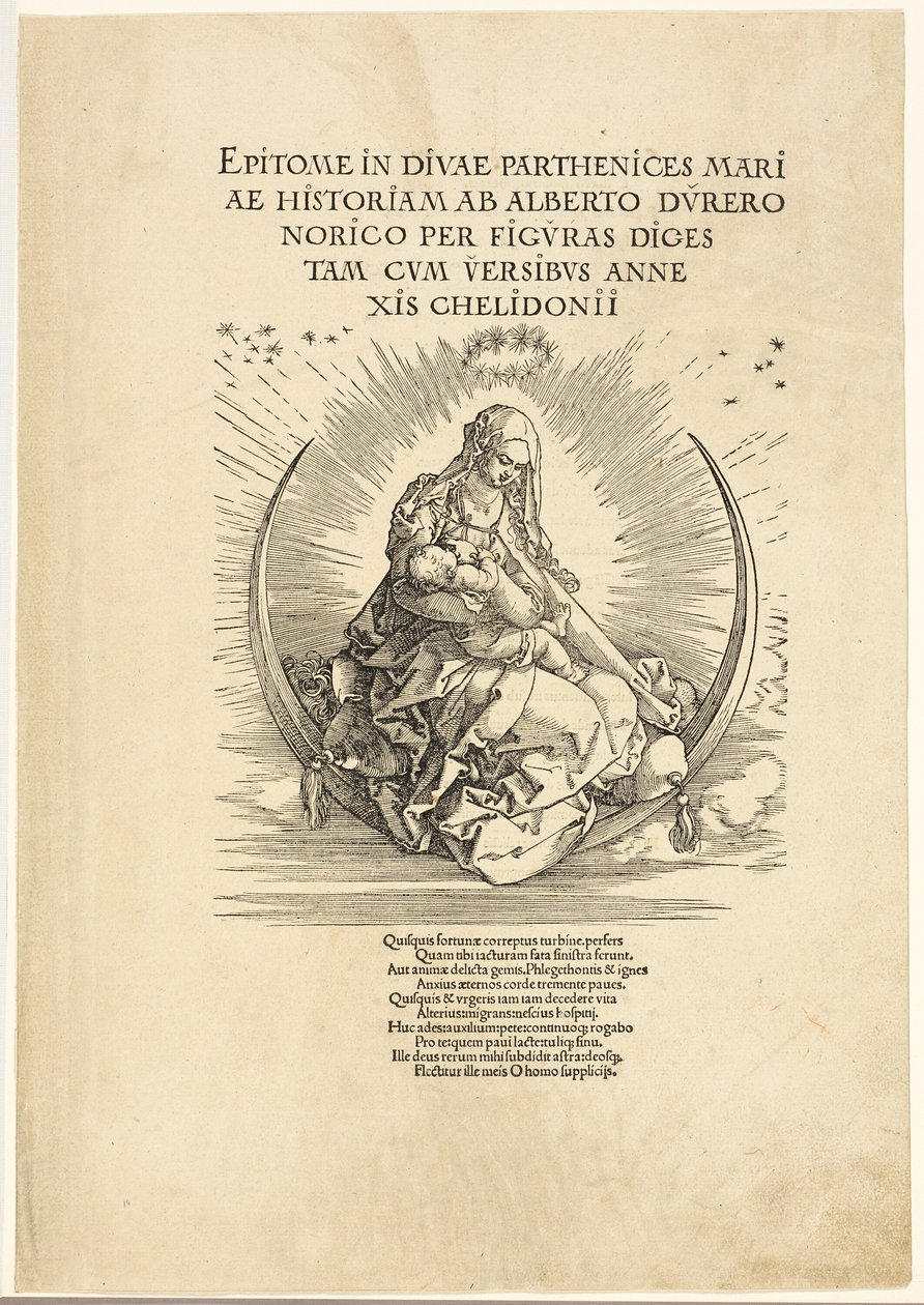 Jungfrun på halvmånen, från The Life of the Virgin av Albrecht Dürer