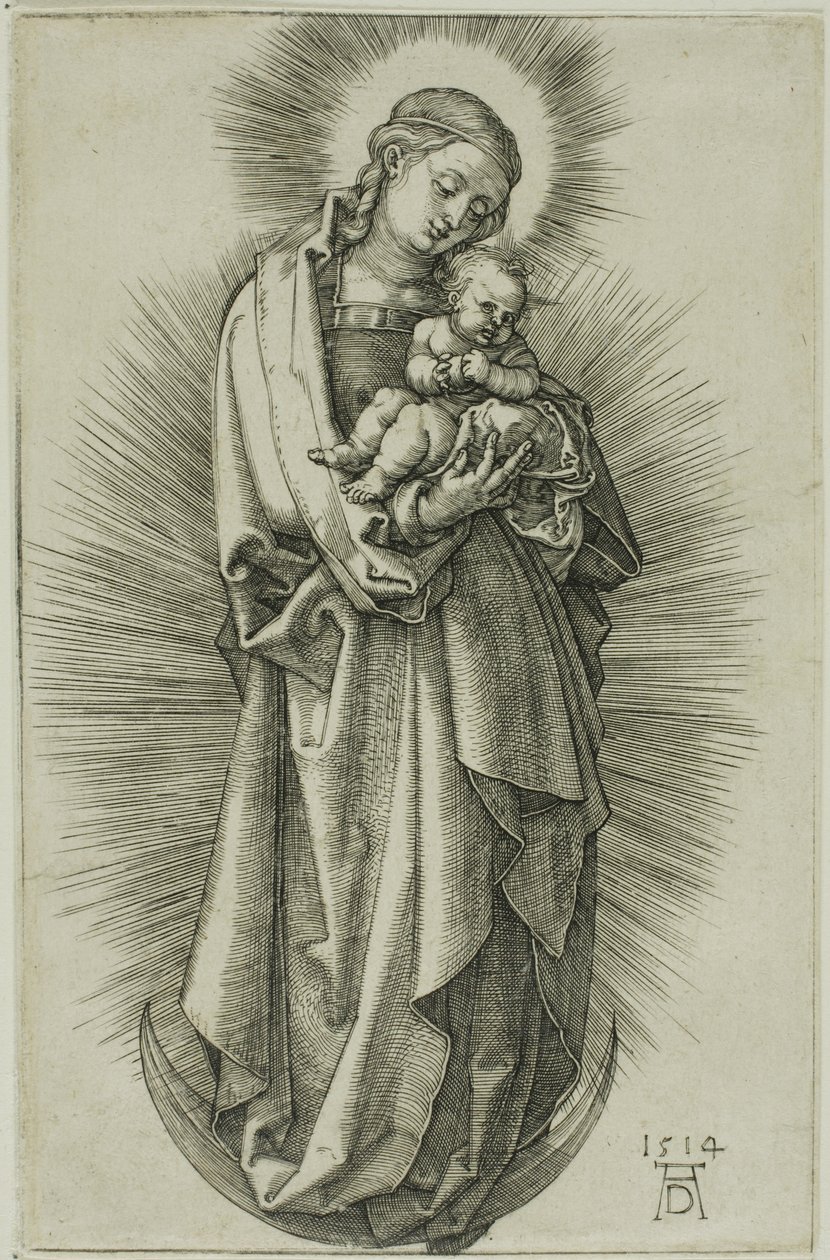 Jungfrun på halvmånen med ett diadem av Albrecht Dürer