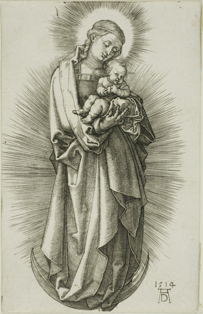 Jungfrun på halvmånen med ett diadem av Albrecht Dürer