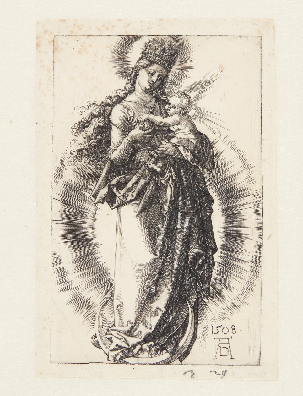 Jungfrun på halvmånen med en krona av stjärnor av Albrecht Dürer