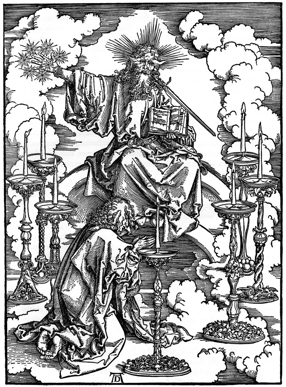 Visionen om de sju ljusstakarna från apokalypsen, 1498, 1936 av Albrecht Dürer