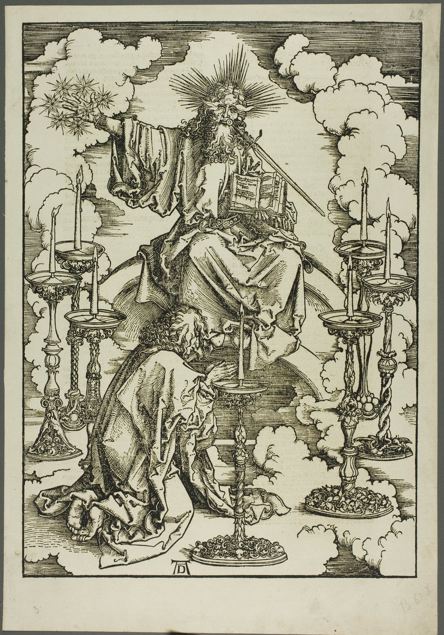 Visionen om de sju ljusstakarna, från Apokalypsen av Albrecht Dürer