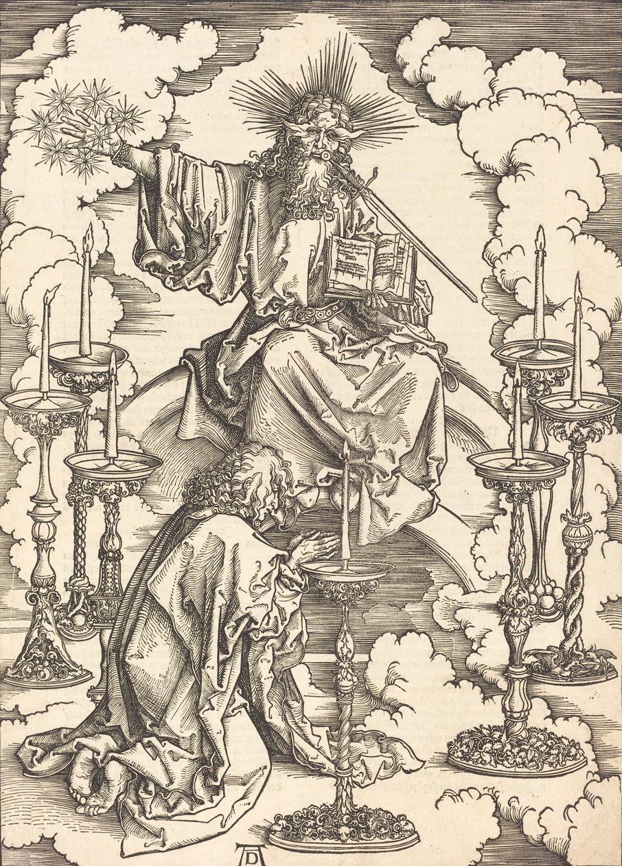 Visionen om de sju ljusstakarna, förmodligen ca. 14961498. av Albrecht Dürer