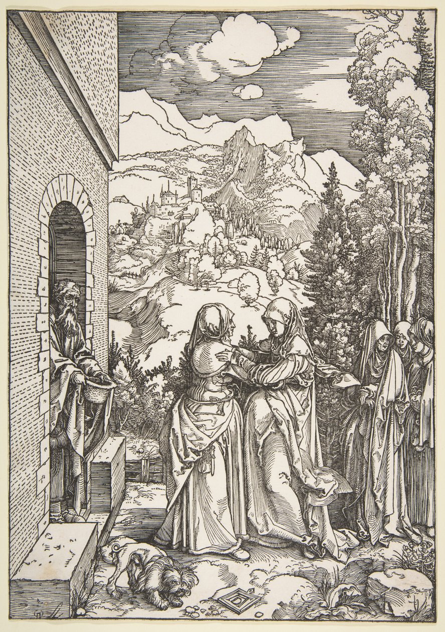 Marias besök hos Elisabet, ur "Jungfru Marias liv" av Albrecht Dürer