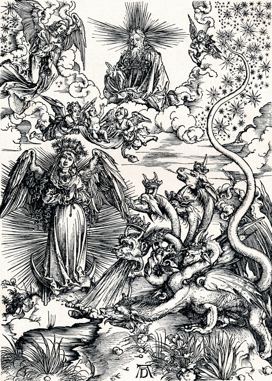 Kvinnan klädd med solen och den sjuhövdade draken, 1498 1906 av Albrecht Dürer