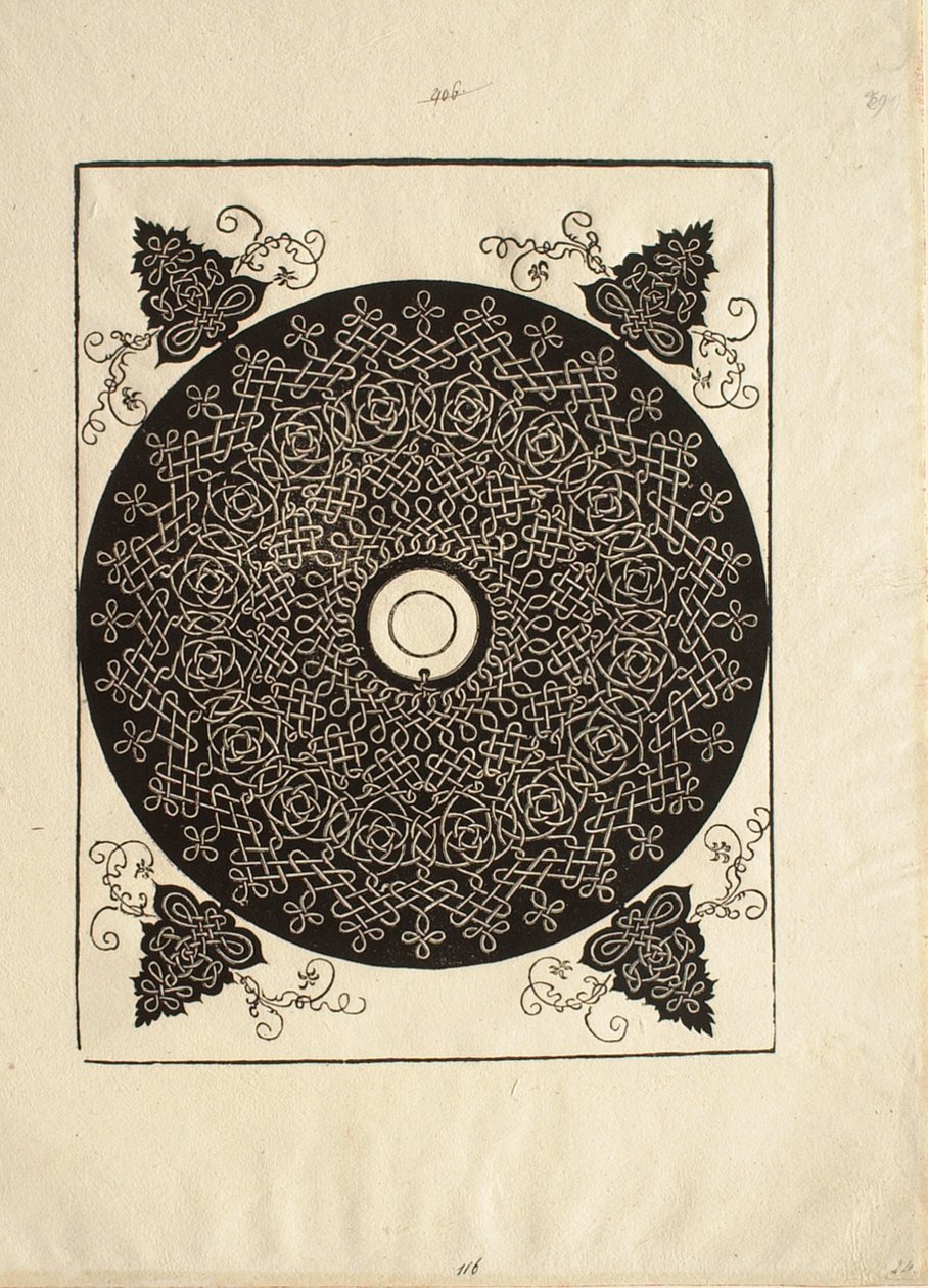 Tredje knuten, med en svart cirkel på en vit medaljong av Albrecht Dürer