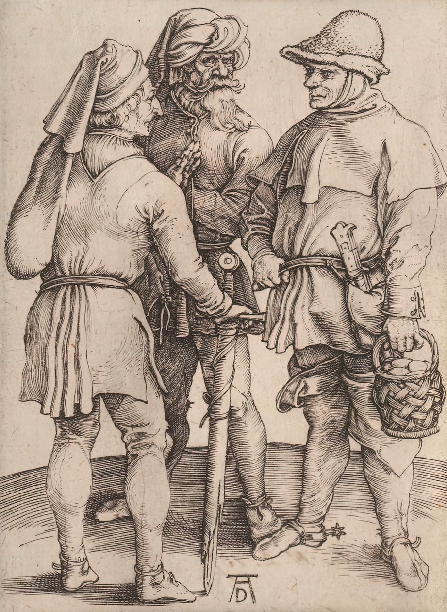 Tre bönder i samtal, 1497-1498. av Albrecht Dürer