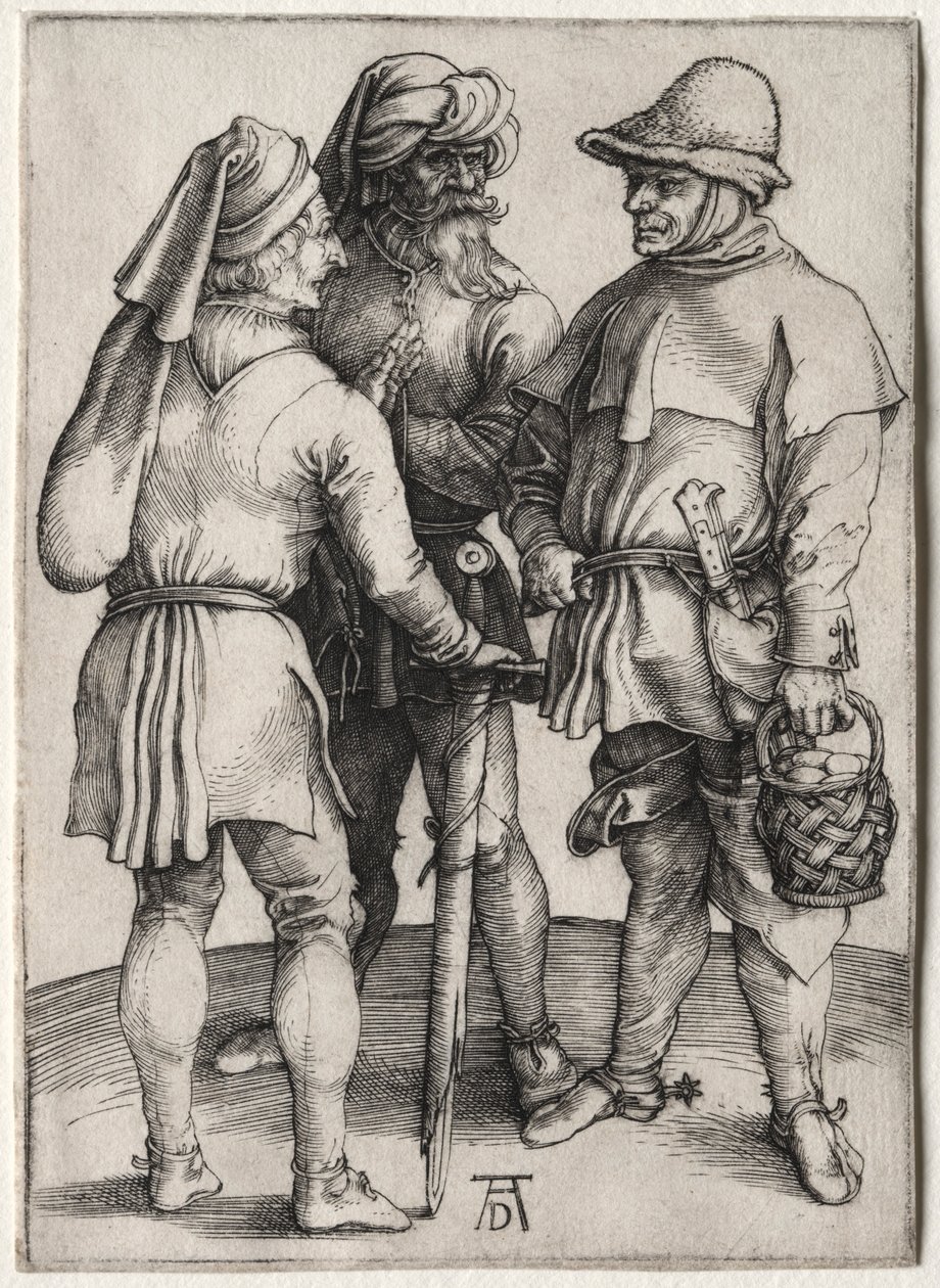 Tre bönder i samtal, ca. 1497. av Albrecht Dürer