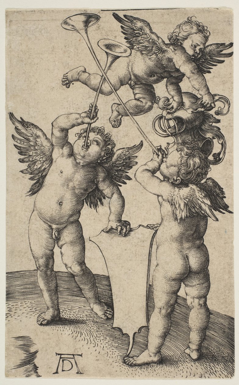 Tre Putti med trumpeter, ca. 1500. av Albrecht Dürer