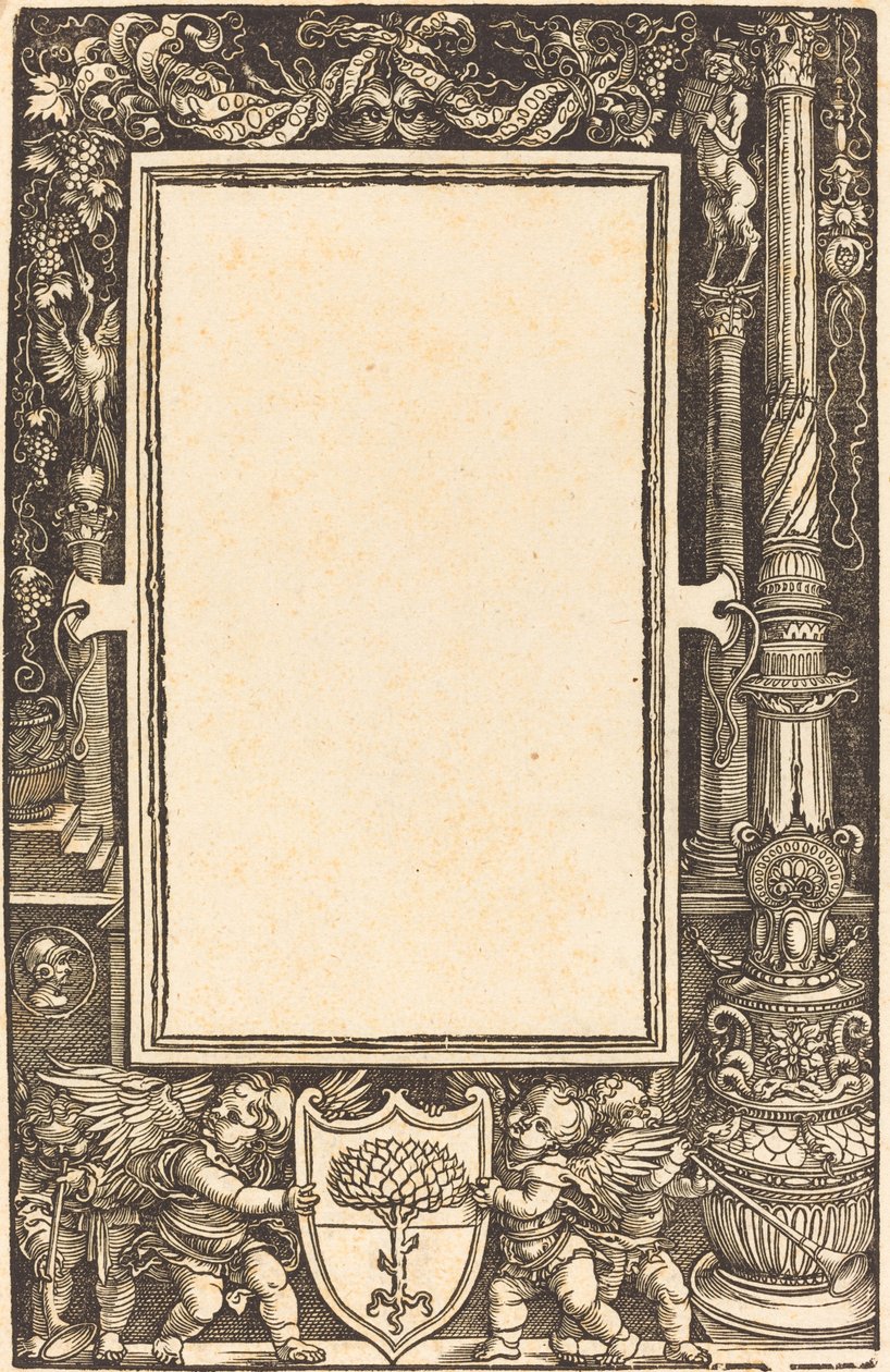 Titelgräns med Putti som håller Pirckheimerarmarna av Albrecht Dürer