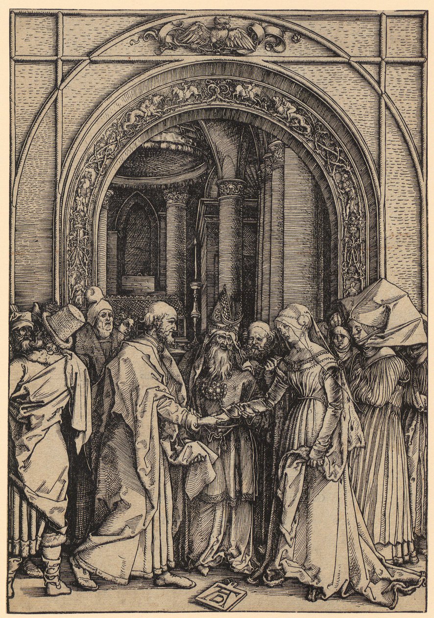 Marias förlovning, blad 7 i serien ”Marias liv” av Albrecht Dürer