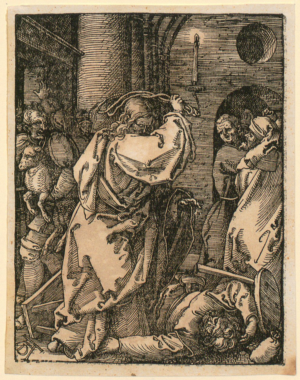 Köpmännens fördrivande, blad 7 ur serien "Lilla träskärarpassionen" av Albrecht Dürer