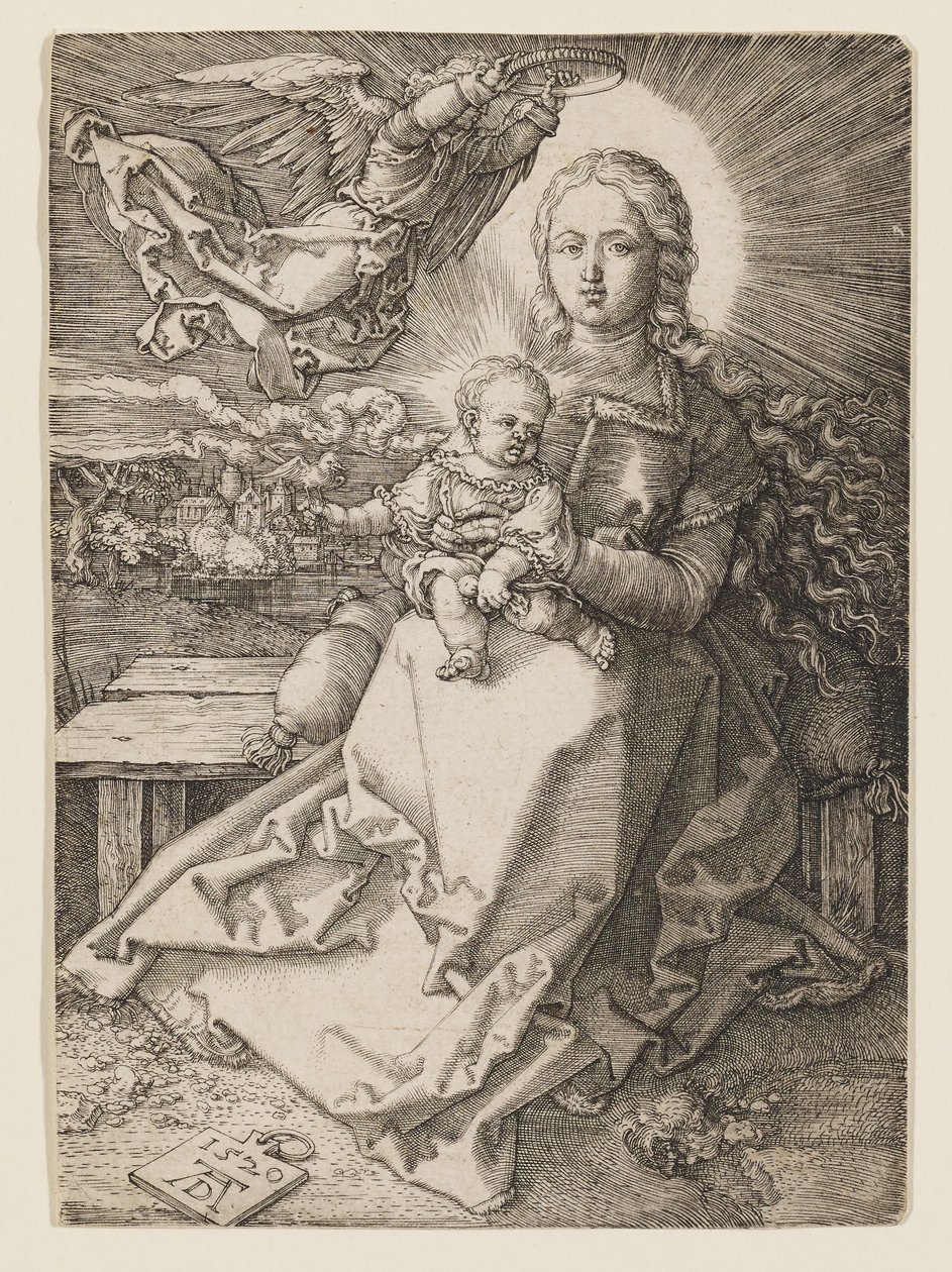 Jungfrun krönt av en ängel av Albrecht Dürer