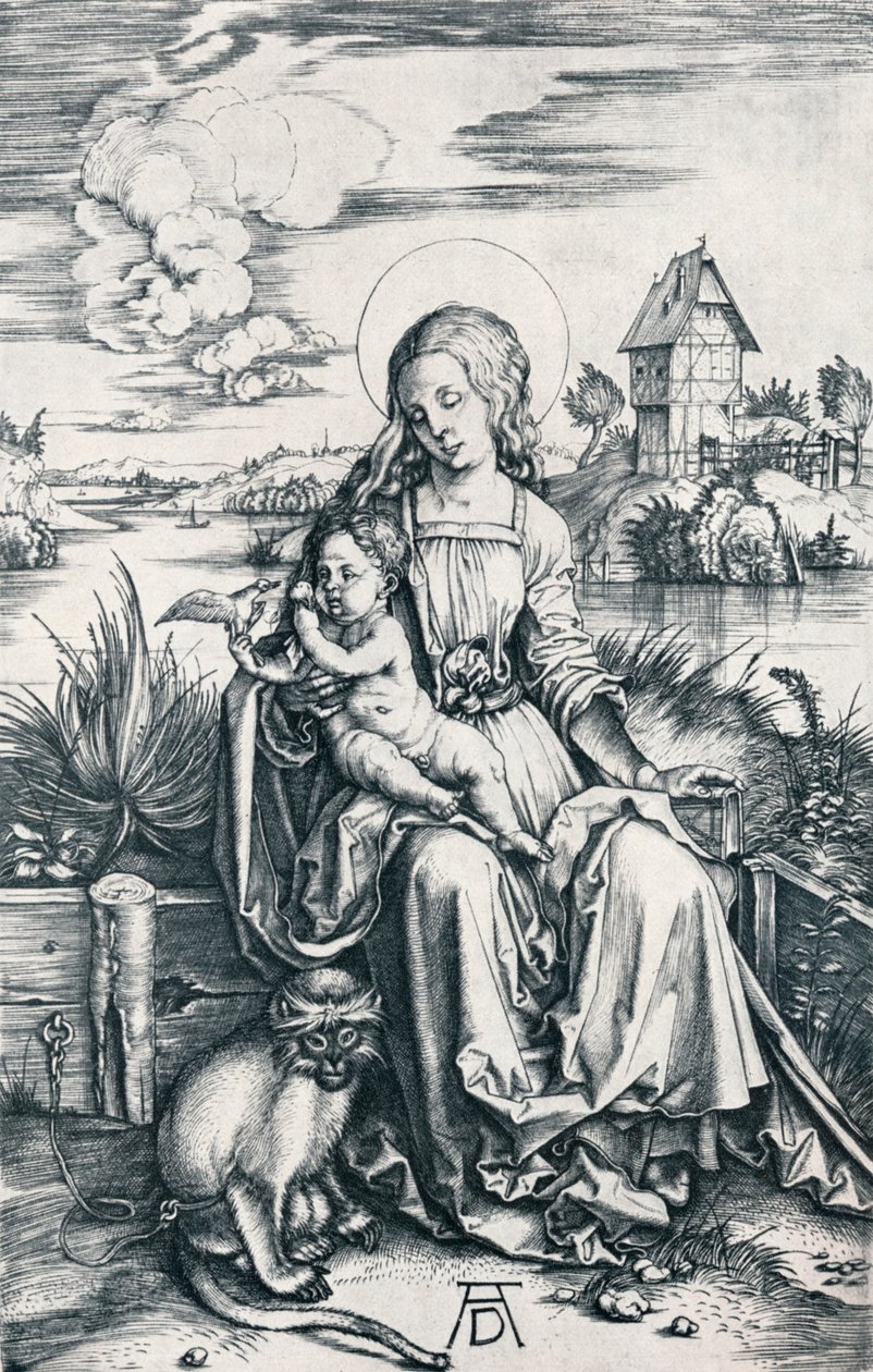 Jungfru och barn med en apa, 1506 1906 av Albrecht Dürer