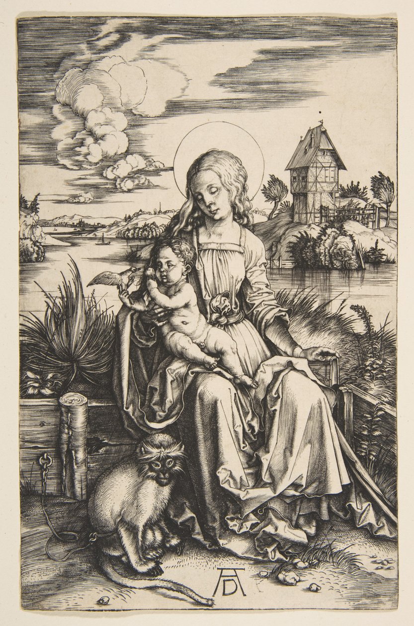 Jungfrun med barnet och apan av Albrecht Dürer