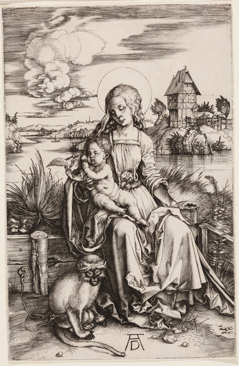 Jungfru Maria med barnet och apan av Albrecht Dürer